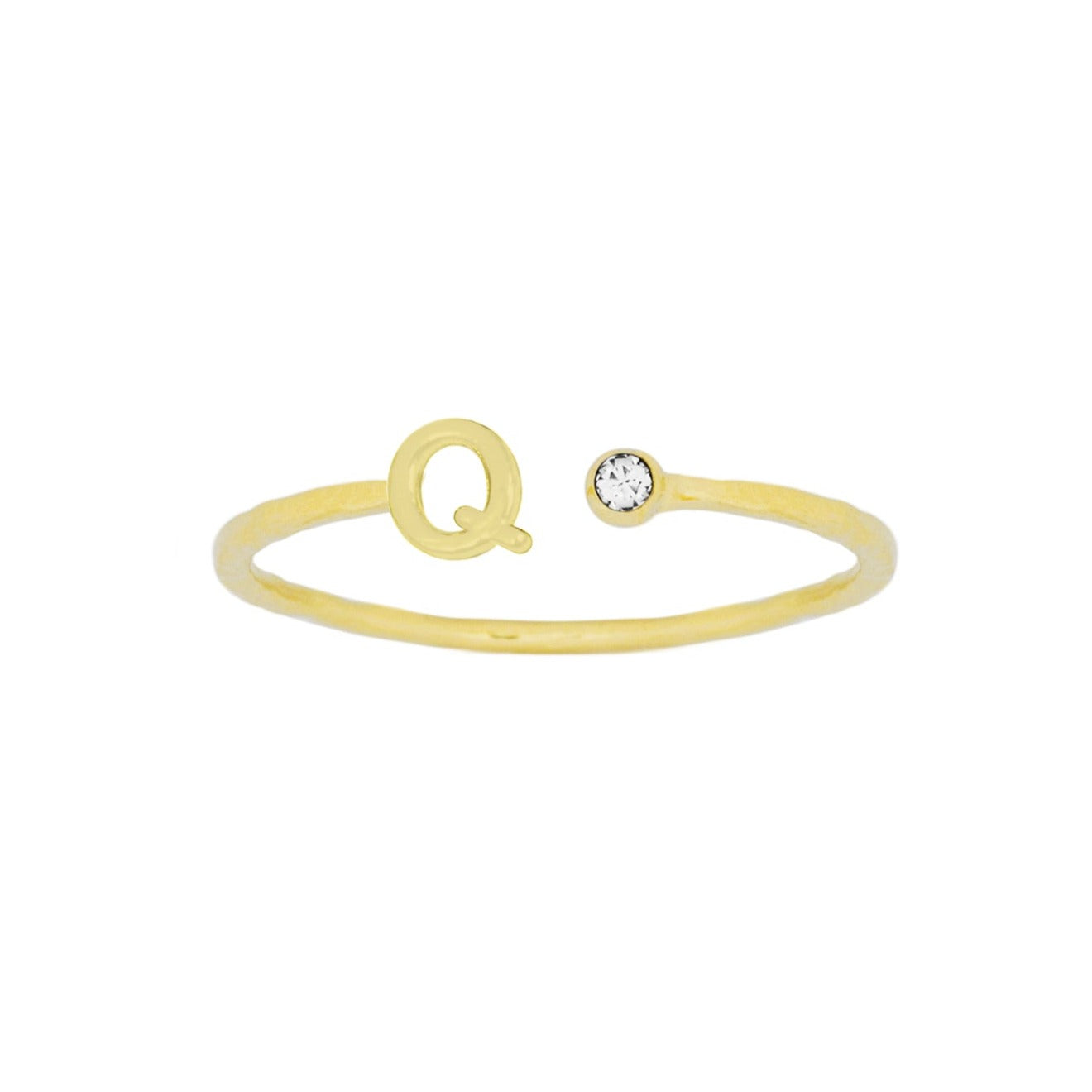 Dainty Gold Initial Ring handmade in America by Katie Dean Jewelry, stacking minimalist ring.