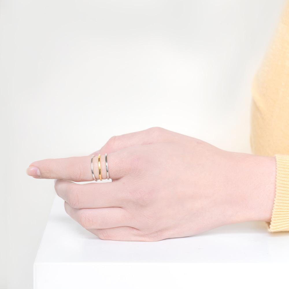 Have the best of both worlds with this silver and gold ring set. Handmade in California by Katie Dean Jewelry.