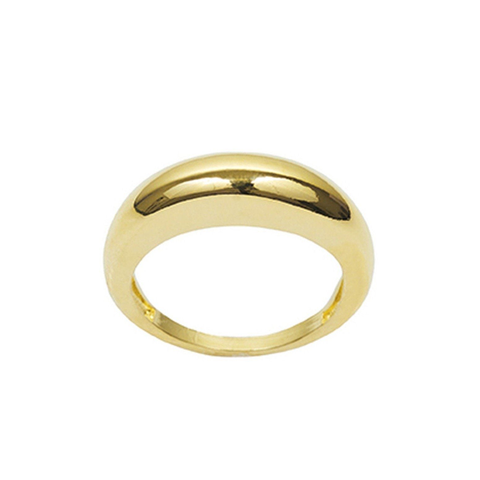 Dainty minimal gold Dome Stacking Ring, handmade in America by Katie Dean Jewelry
