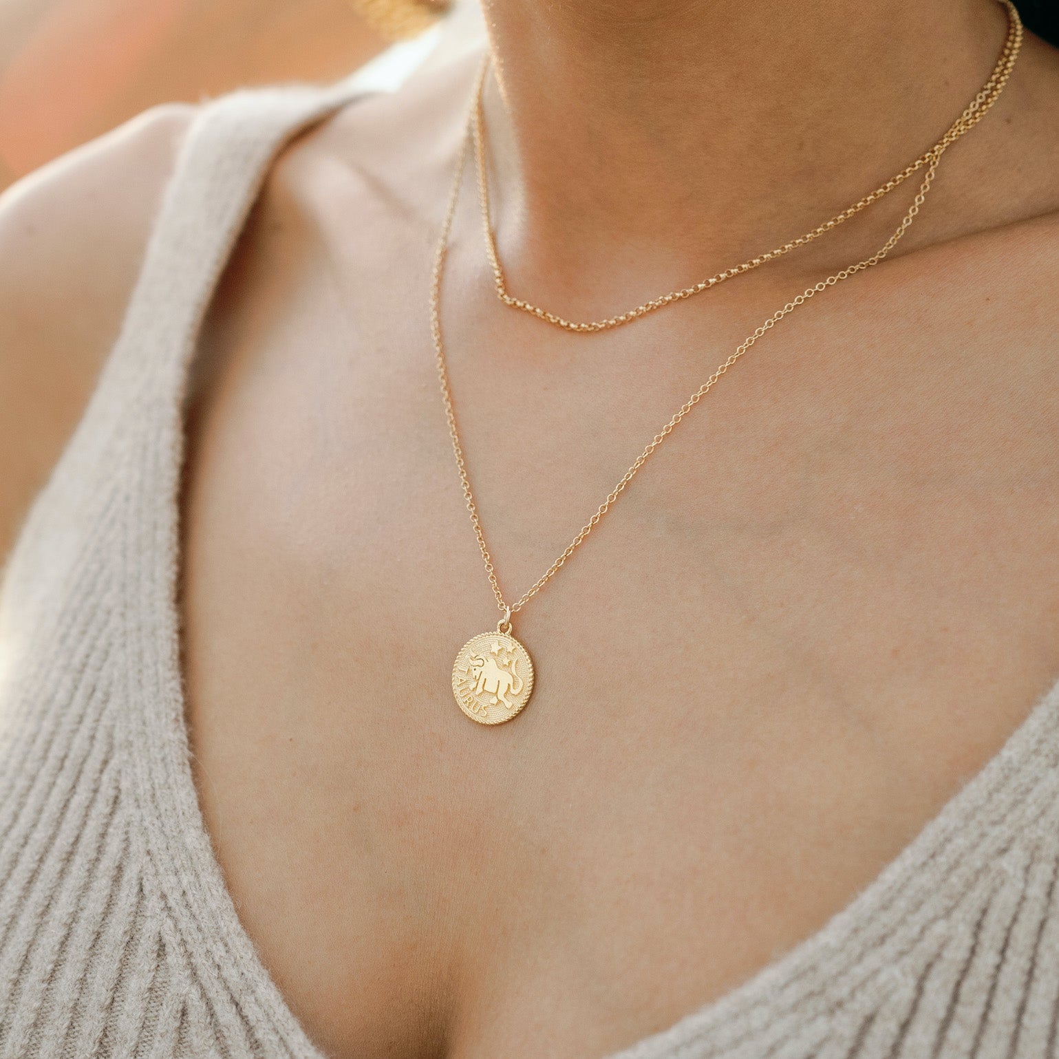 Taurus Zodiac Necklace_Apr 21-May 20_Katie Dean Jewelry_horoscope sign_Zodiac Collection, dainty handmade necklaces by Katie Dean Jewelry_gold rolo choker