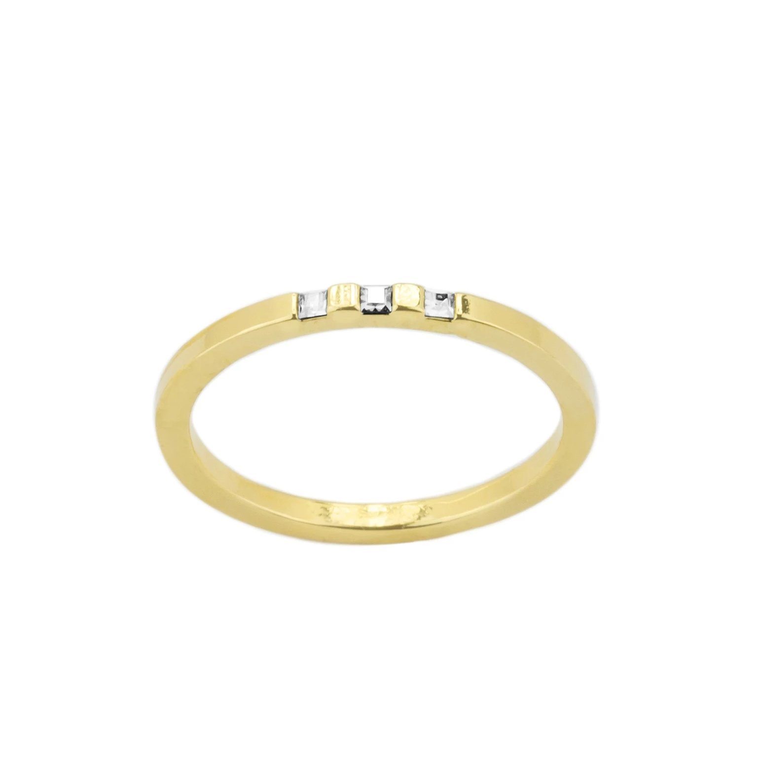 Three is never a crowd with this delicate and sparkly ring. Mix and match this ring to with your other stacking rings to create the perfect stack. Handmade in California by Katie Dean Jewelry.