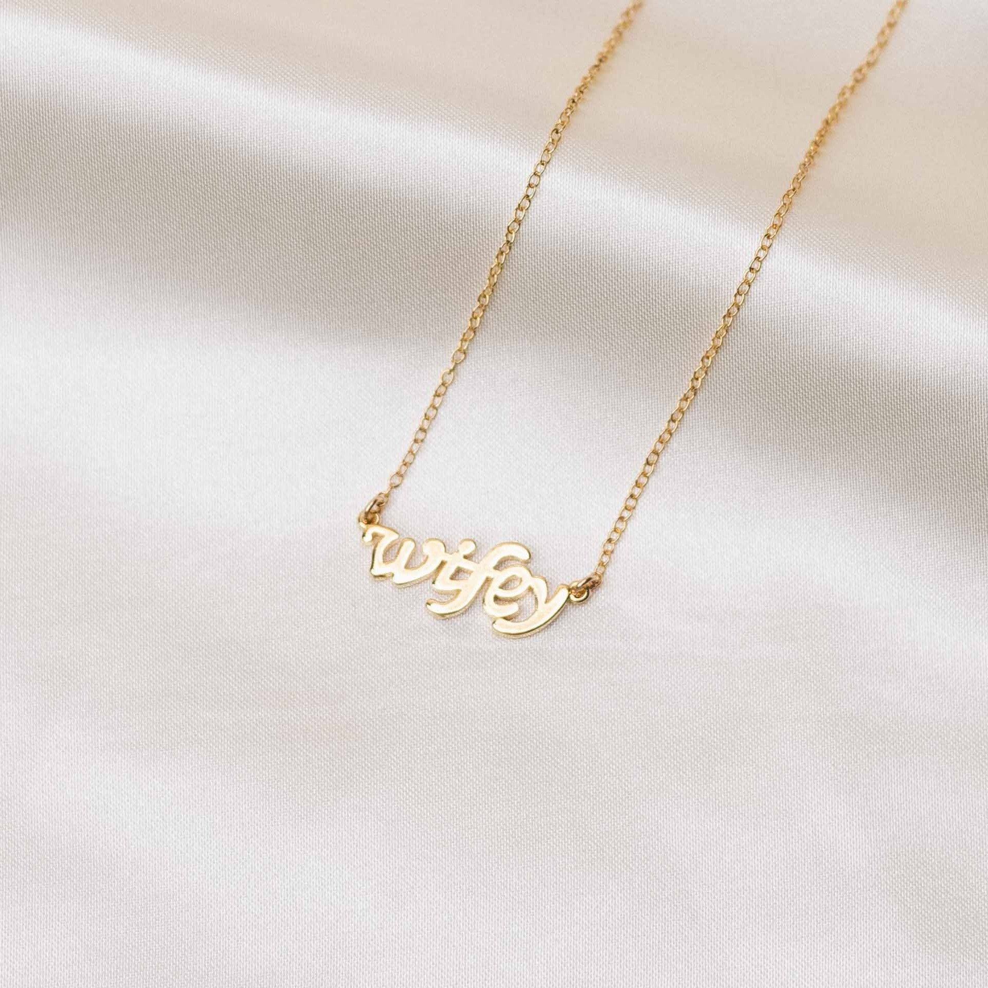 Dainty gold Wifey Necklace, Katie Dean Jewelry handmade in America