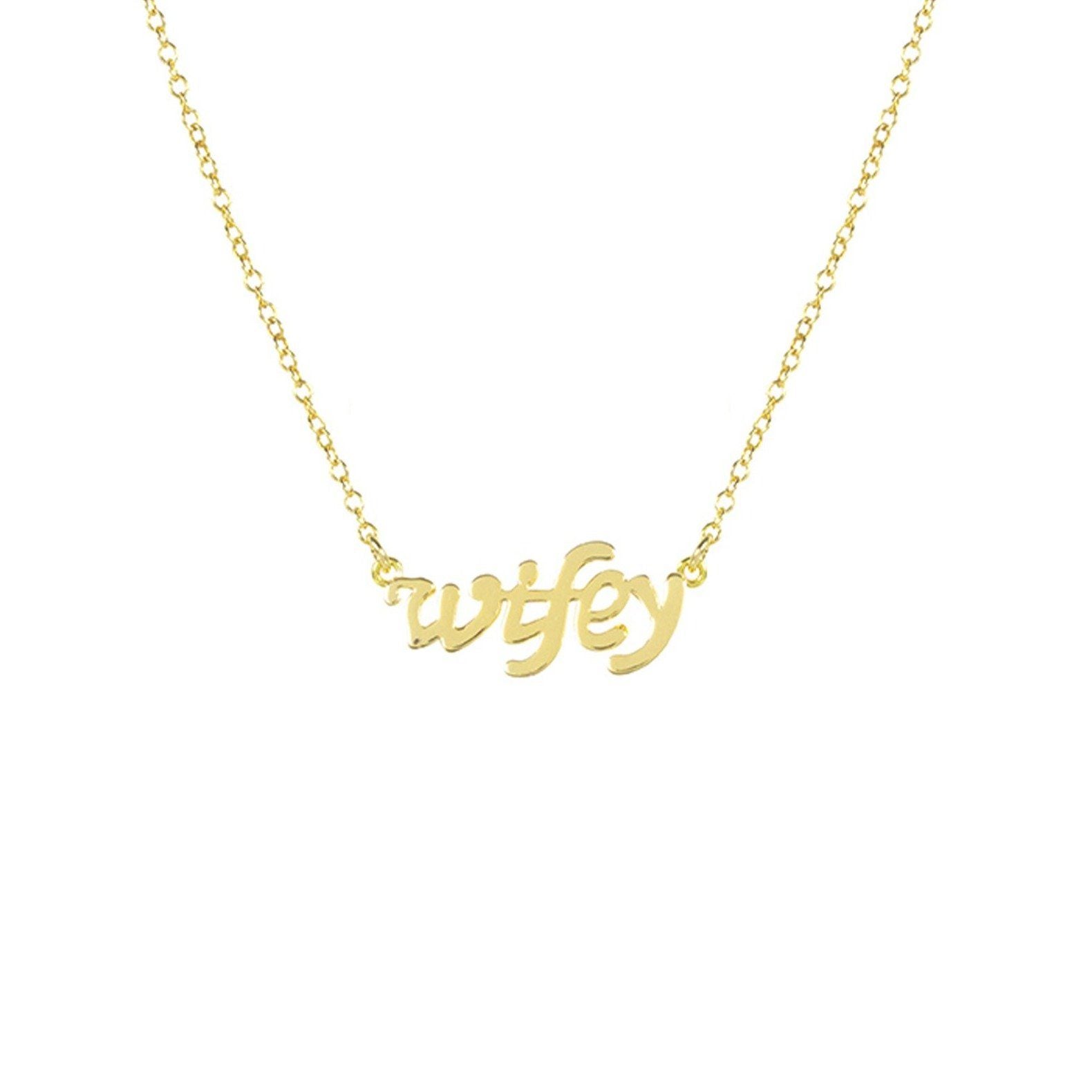 Dainty gold Wifey Necklace, Katie Dean Jewelry handmade in America