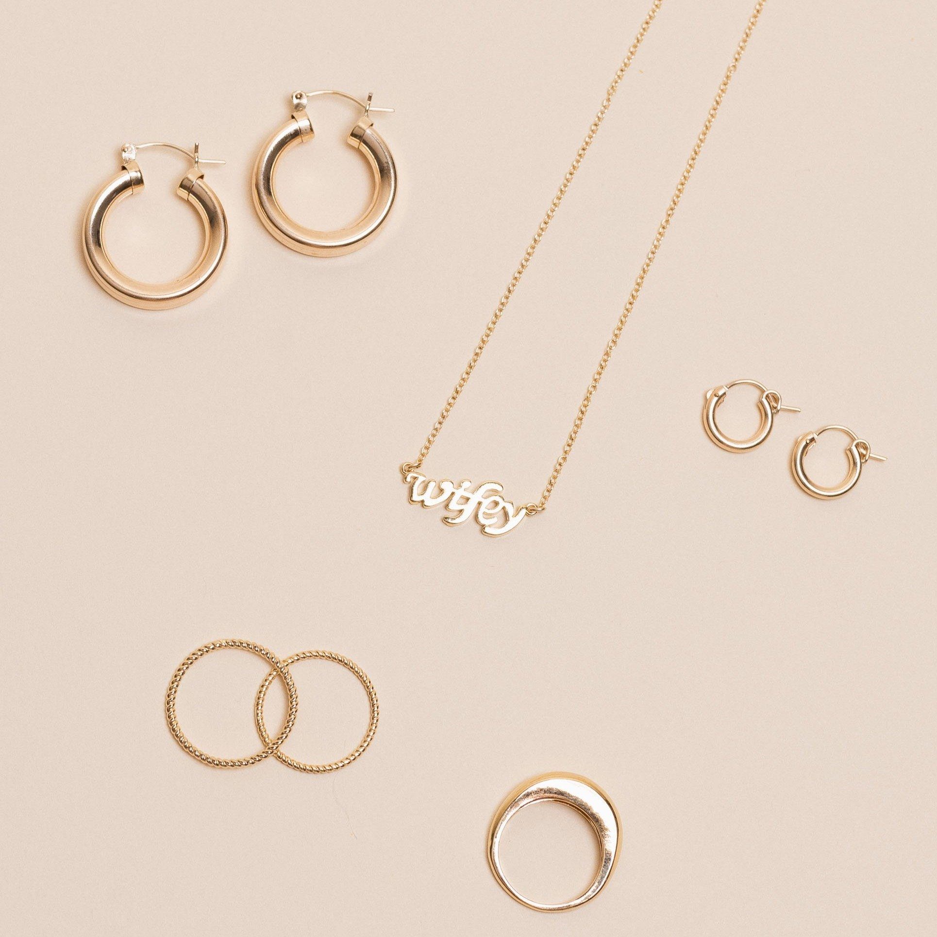 Dainty gold Wifey Necklace, Katie Dean Jewelry handmade in America