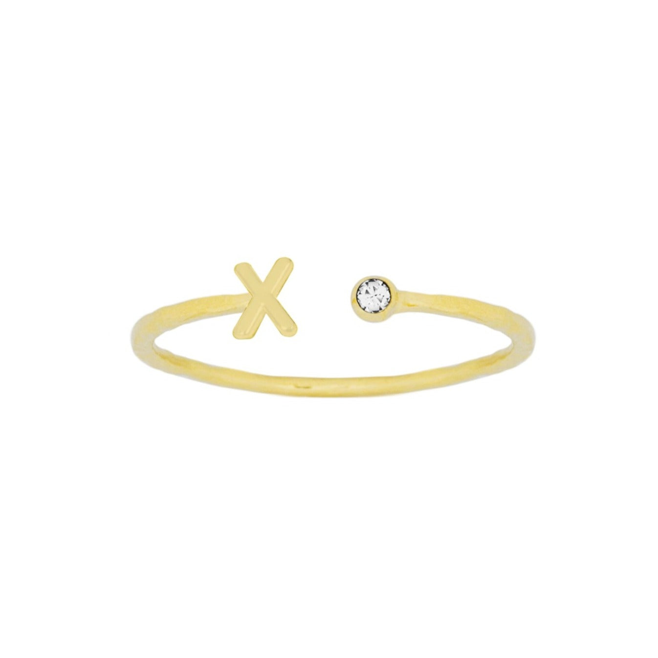 Dainty Gold Initial Ring handmade in America by Katie Dean Jewelry, stacking minimalist ring.