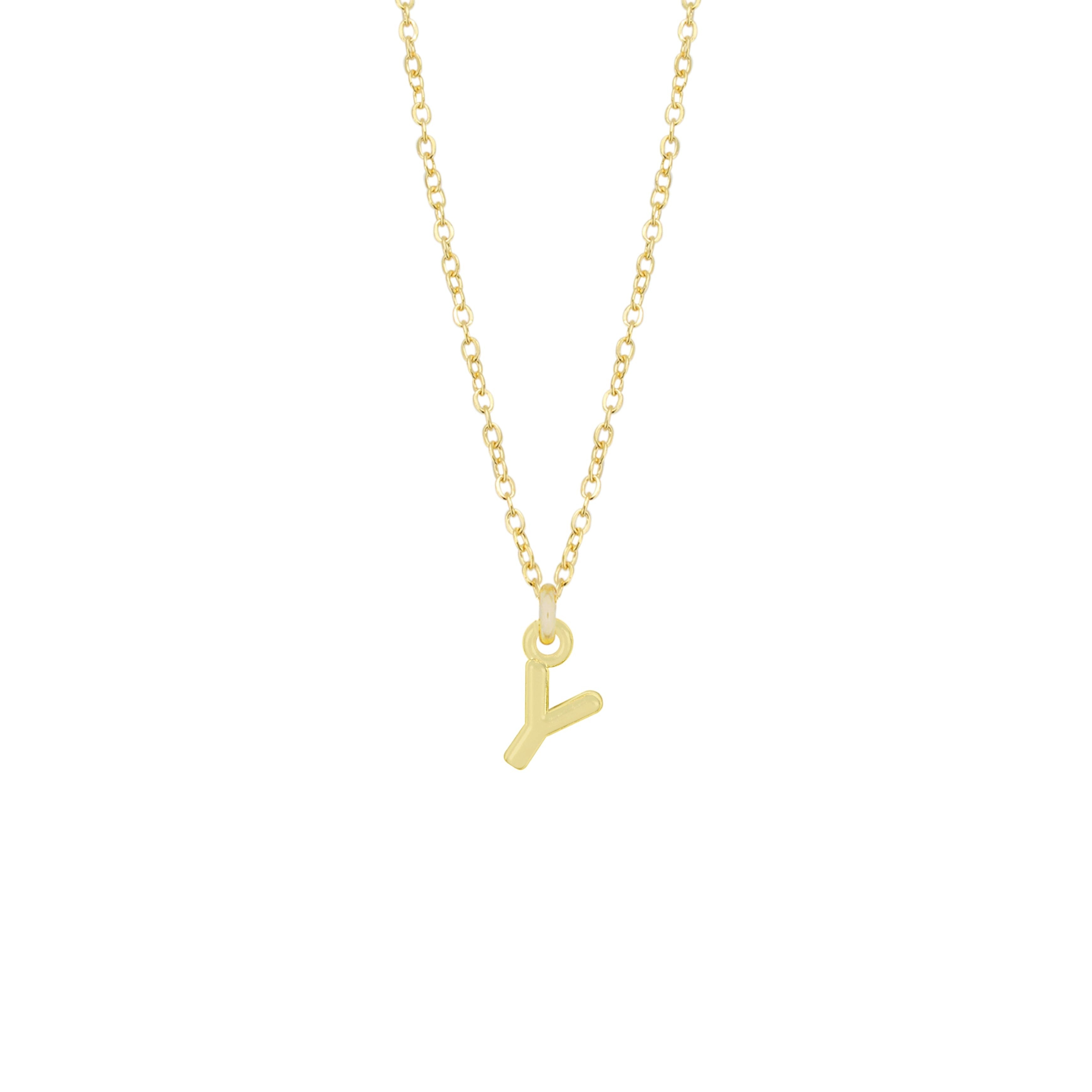 Y Gold Initial Necklace by Katie Dean Jewelry, made in America, perfect for the dainty minimal jewelry lovers