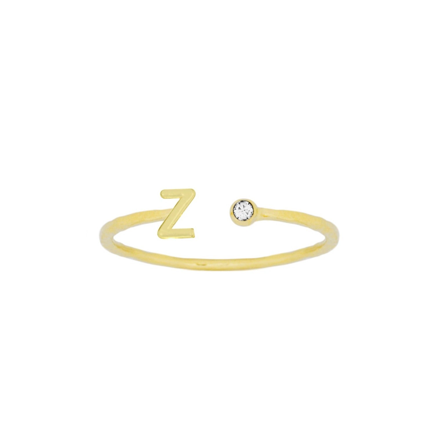 Dainty Gold Initial Ring handmade in America by Katie Dean Jewelry, stacking minimalist ring.