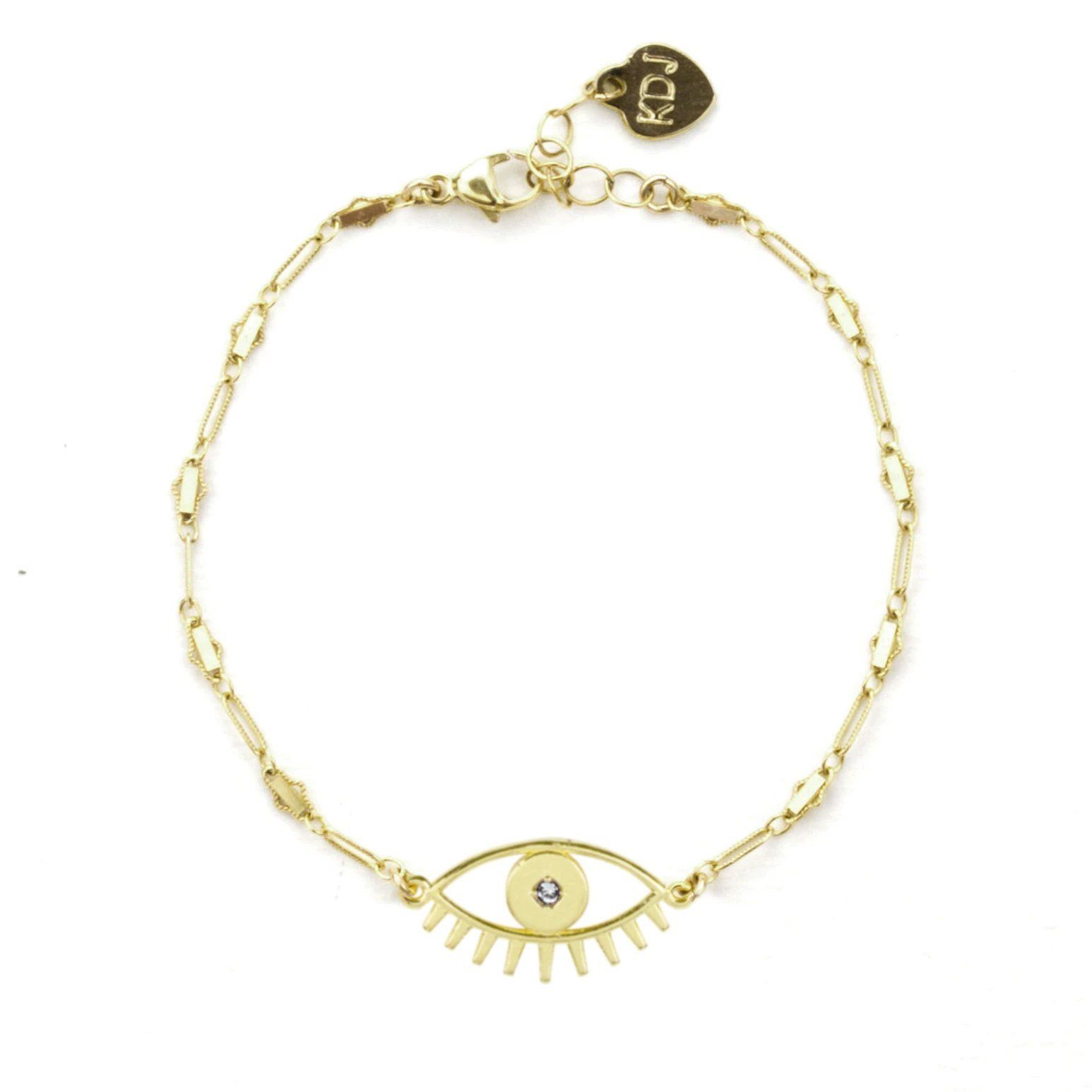 Keeping all bad juju away from you! Let this pretty Evil Eye Bracelet protect you from bad vibes and spread the love to one and all. Handmade in California by Katie Dean Jewelry.