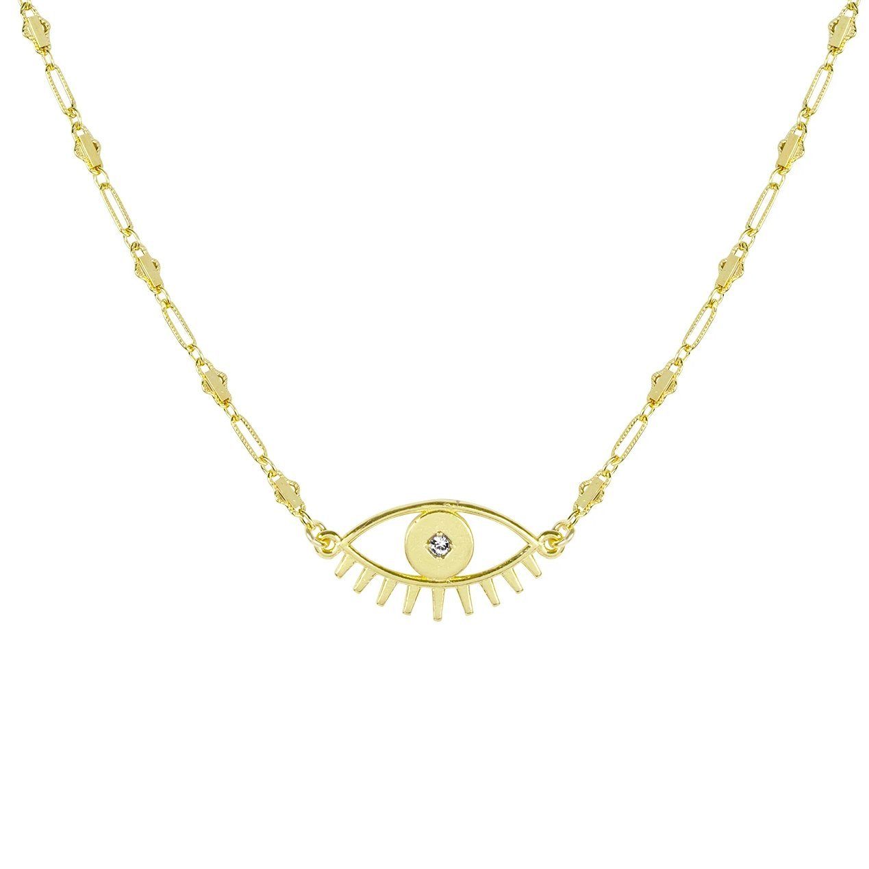 Keeping all bad juju away from you! Let this intricate yet minimal Evil Eye Necklace protect you from bad vibes and spread the love to one and all. Handmade in California.