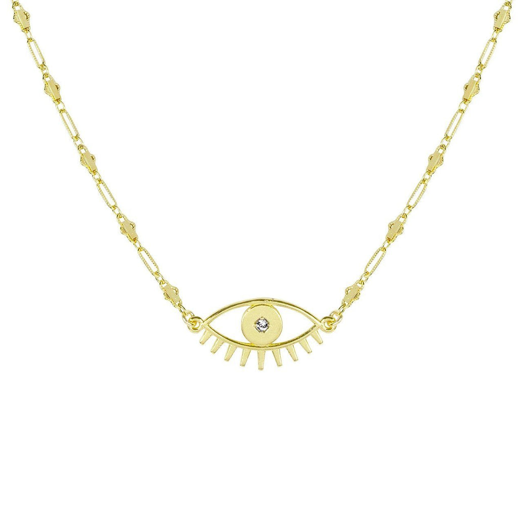 Keeping all bad juju away from you! Let this intricate yet minimal Evil Eye Necklace protect you from bad vibes and spread the love to one and all.  Handmade in California.