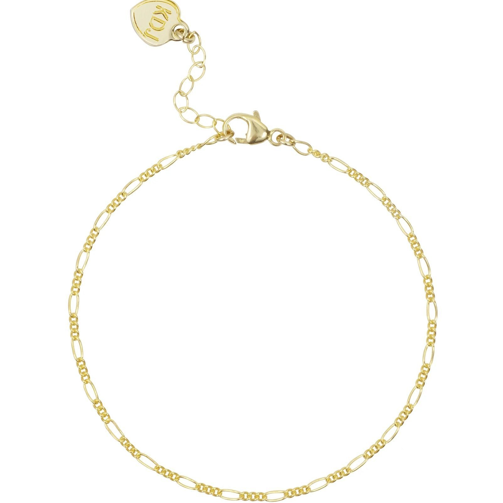 Simple and classic. The Figaro Chain Bracelet is the perfect dainty bracelet to pair up with your order dainty chain bracelets. Handmade in California by Katie Dean Jewelry.