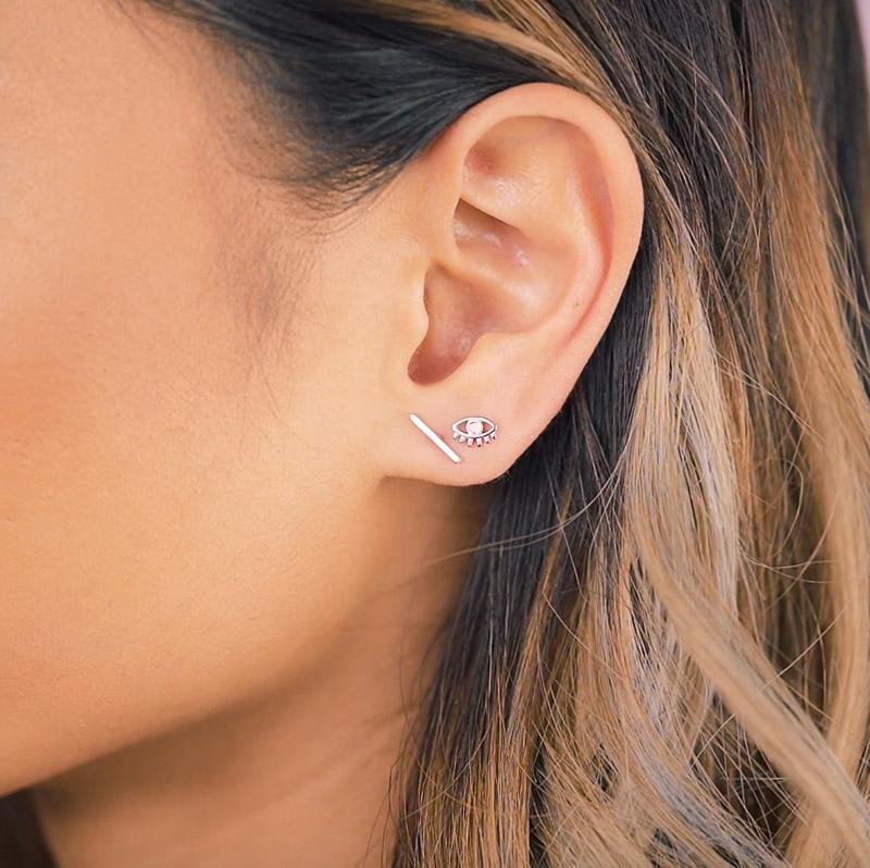 The Bar Studs in silver. Made for the minimalist. Handmade in California by Katie Dean Jewelry. Nickel free and hypoallergenic.