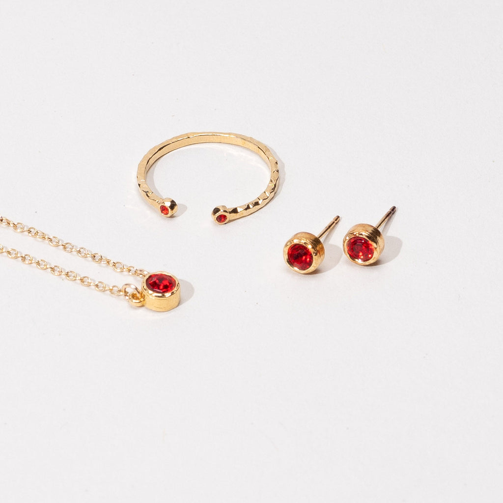 January Birthstone Collection, Katie Dean Jewelry, dainty gold jewelry, ethically handmade in America