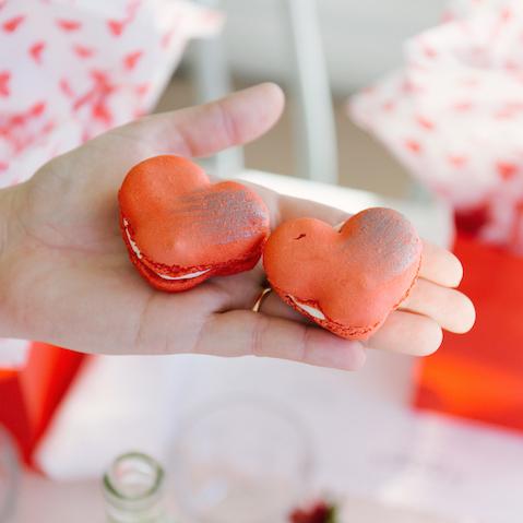 heart macarons for the Galentine's Brunch hosted by Sarah Tripp of Sassy Red Lipstick at Le Marais Bakery in San Francisco