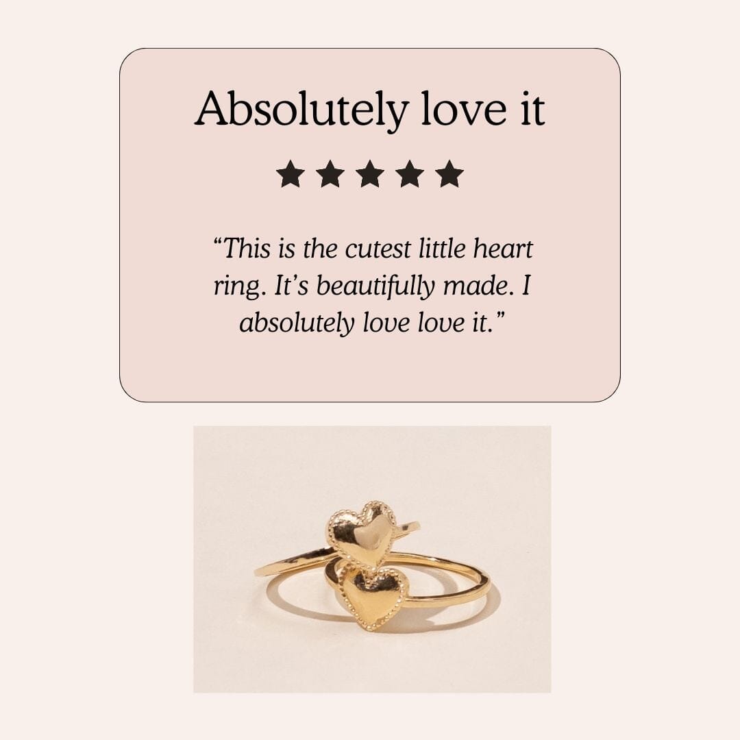 Customer review for the Beaded Heart Ring, by Katie Dean Jewelry.