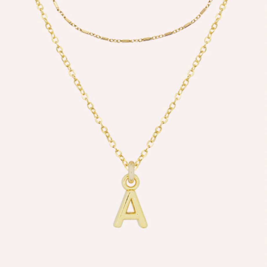 Dainty gold Personalized Initial Necklace Set by Katie Dean Jewelry, handmade in America