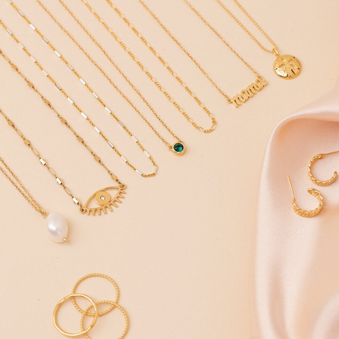 Dainty gold layering necklaces handmade in America by Katie Dean Jewelry