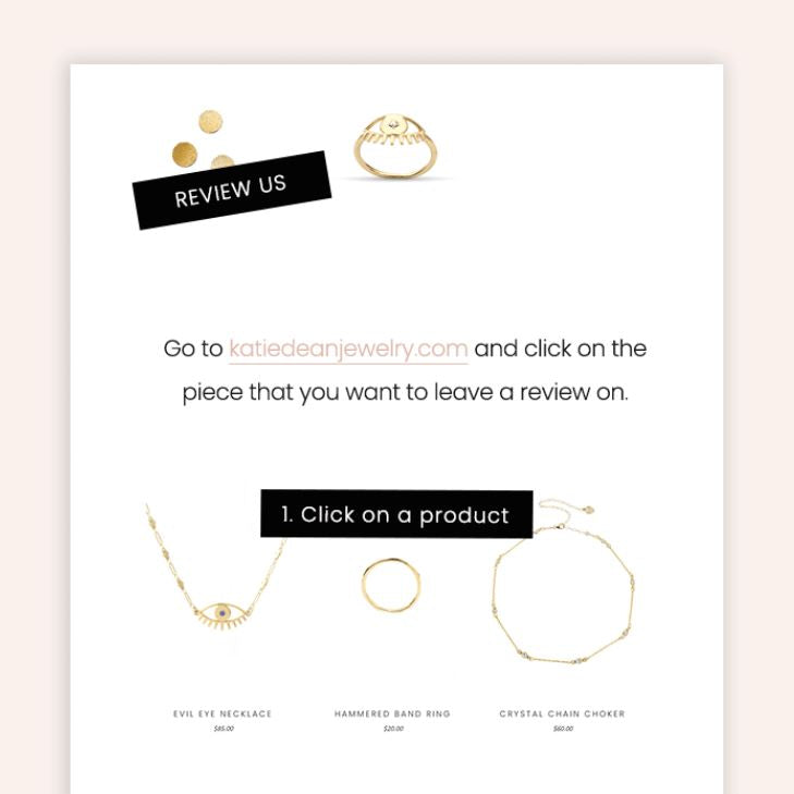How to review us at Katie Dean Jewelry 
