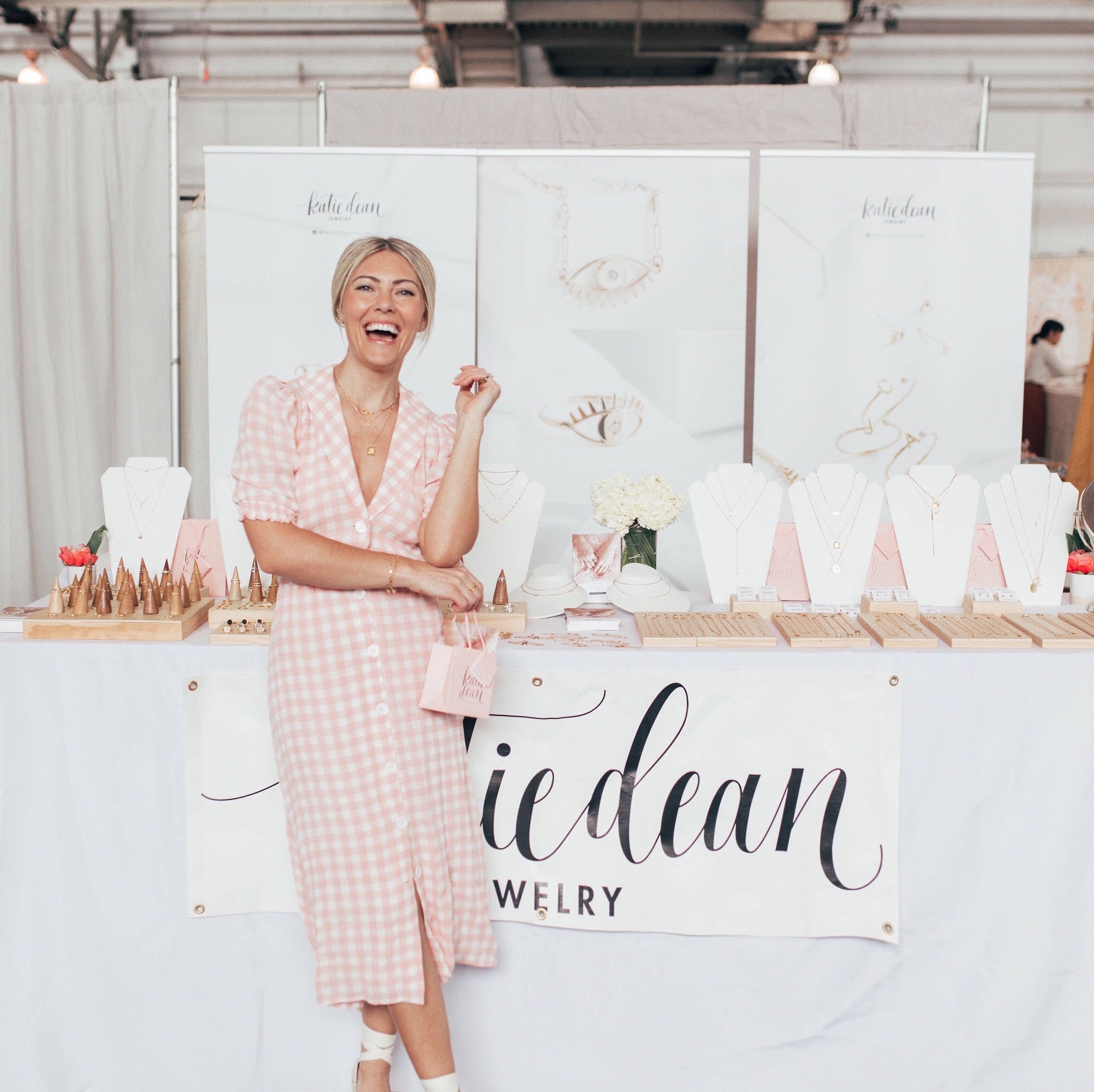 Katie Dean, designer and founder of Katie Dean Jewelry at Renegade Craft San Francisco event selling her made in America rings, necklaces, bracelets and earrings