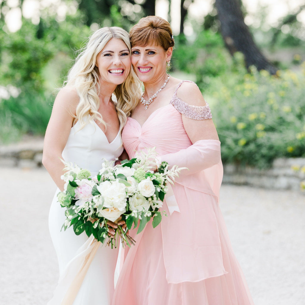 Katie Dean and her Mom at her romantic chateau wedding in Aix en Provence France, Mother's Day thank you blog