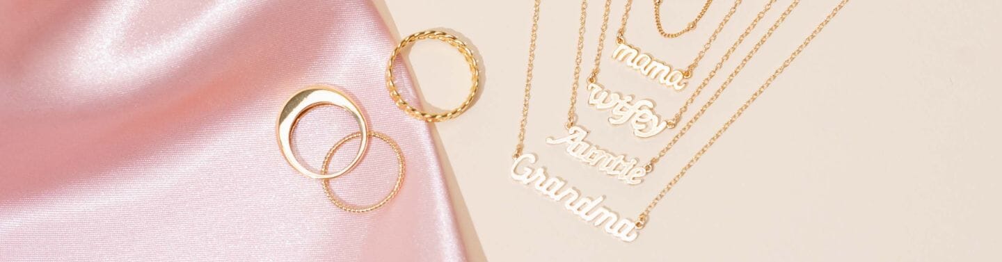 Family collection page, handmade in America dainty minimal jewelry by Katie Dean Jewelry