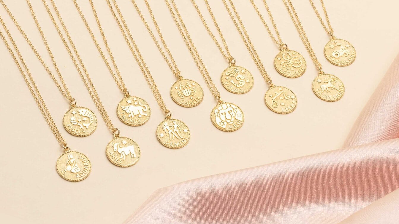 Zodiac collection page, handmade in America dainty minimal jewelry by Katie Dean Jewelry