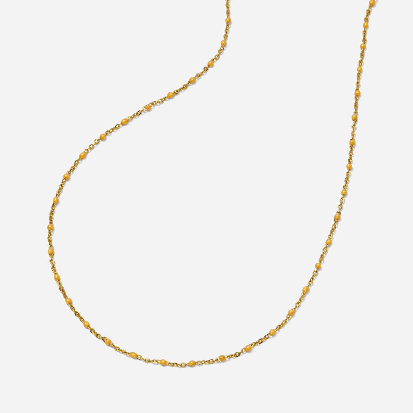 Yellow gold: Gold enamel chain necklace with yellow gold enamel beads made by Katie Dean Jewelry