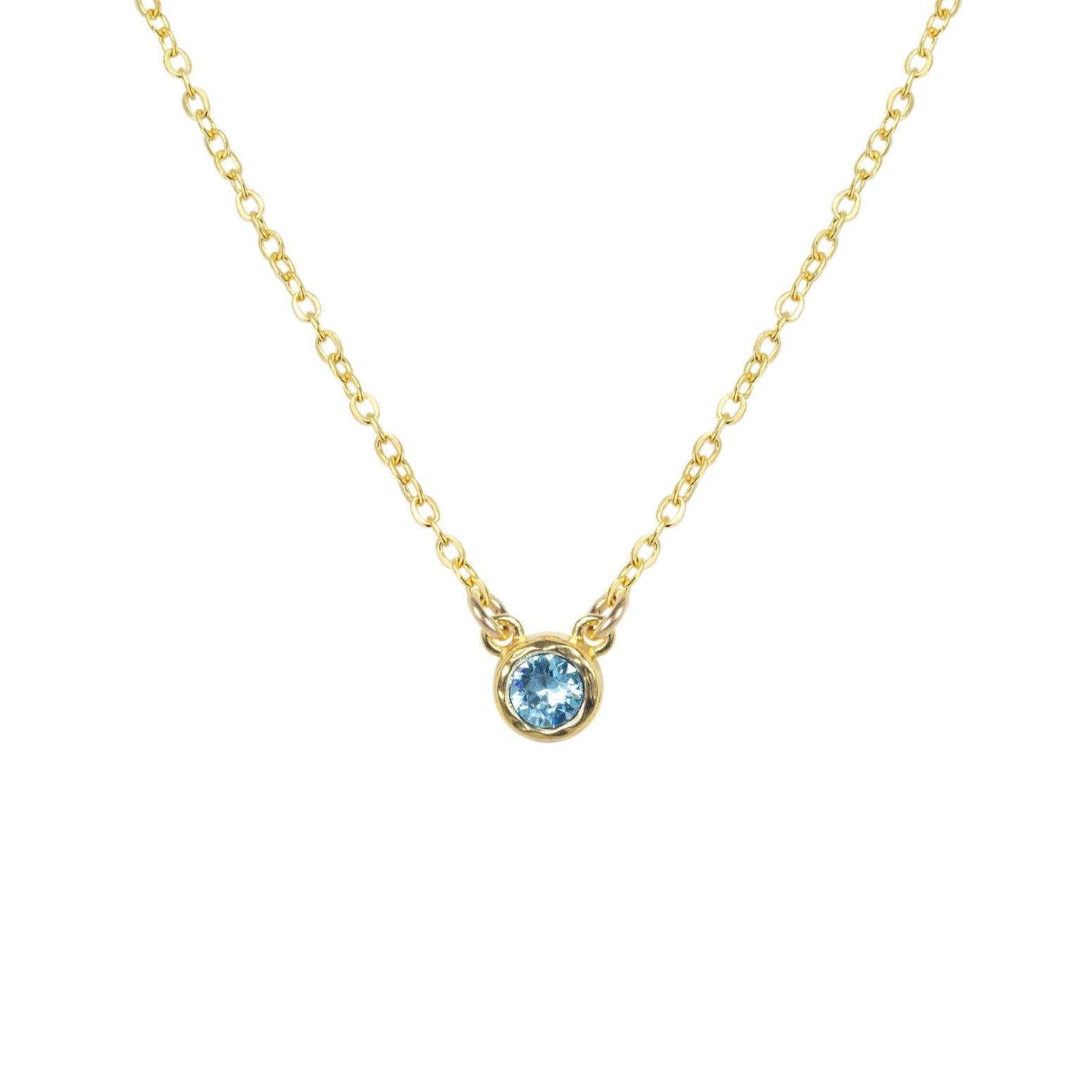 Gold Birthstone Necklace by Katie Dean Jewelry, made in America, perfect for the dainty minimal jewelry lovers, March