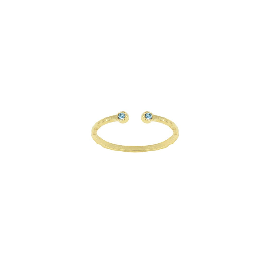 March Birthstone Stacking ring by Katie Dean Jewelry, made in America, perfect for the dainty minimal jewelry lovers