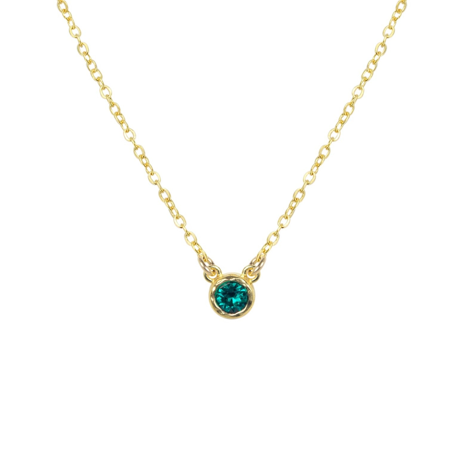 Gold Birthstone Necklace by Katie Dean Jewelry, made in America, perfect for the dainty minimal jewelry lovers, May