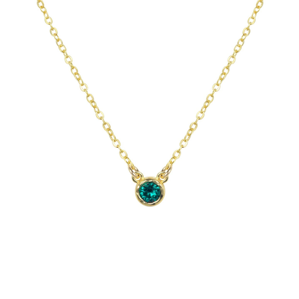 Gold Birthstone Necklace by Katie Dean Jewelry, made in America, perfect for the dainty minimal jewelry lovers, May