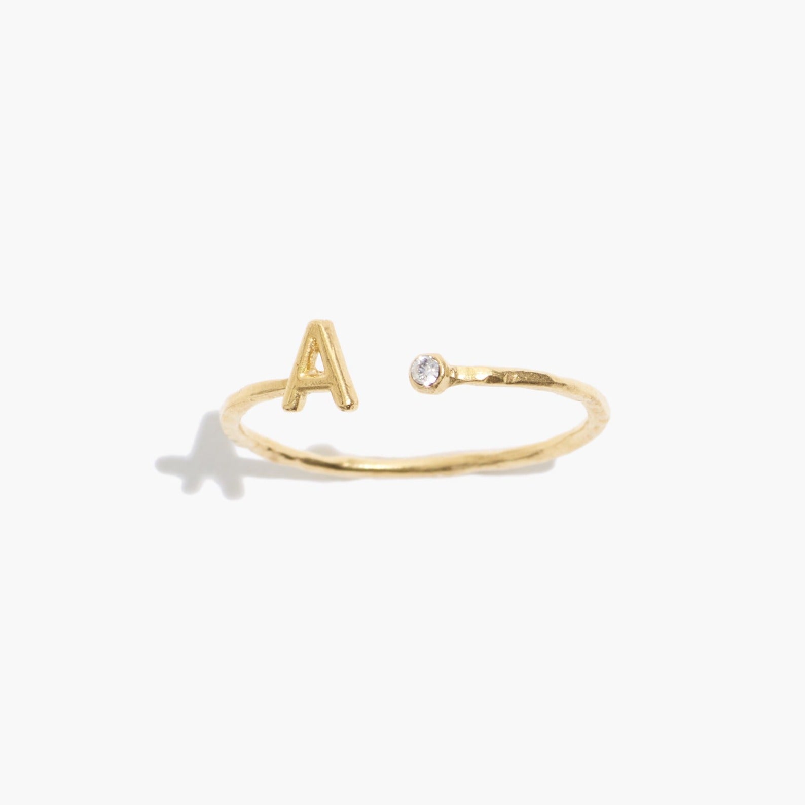 A_Katie_Dean_Initial_Ring_made in America, delicate adjustable stacking ring