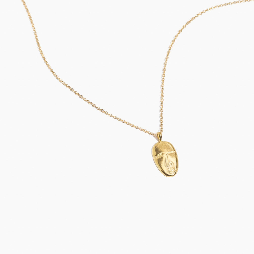Gold Artist Face Necklace by Katie Dean Jewelry, made in America, perfect for the dainty minimal jewelry lovers, matisse inspired 