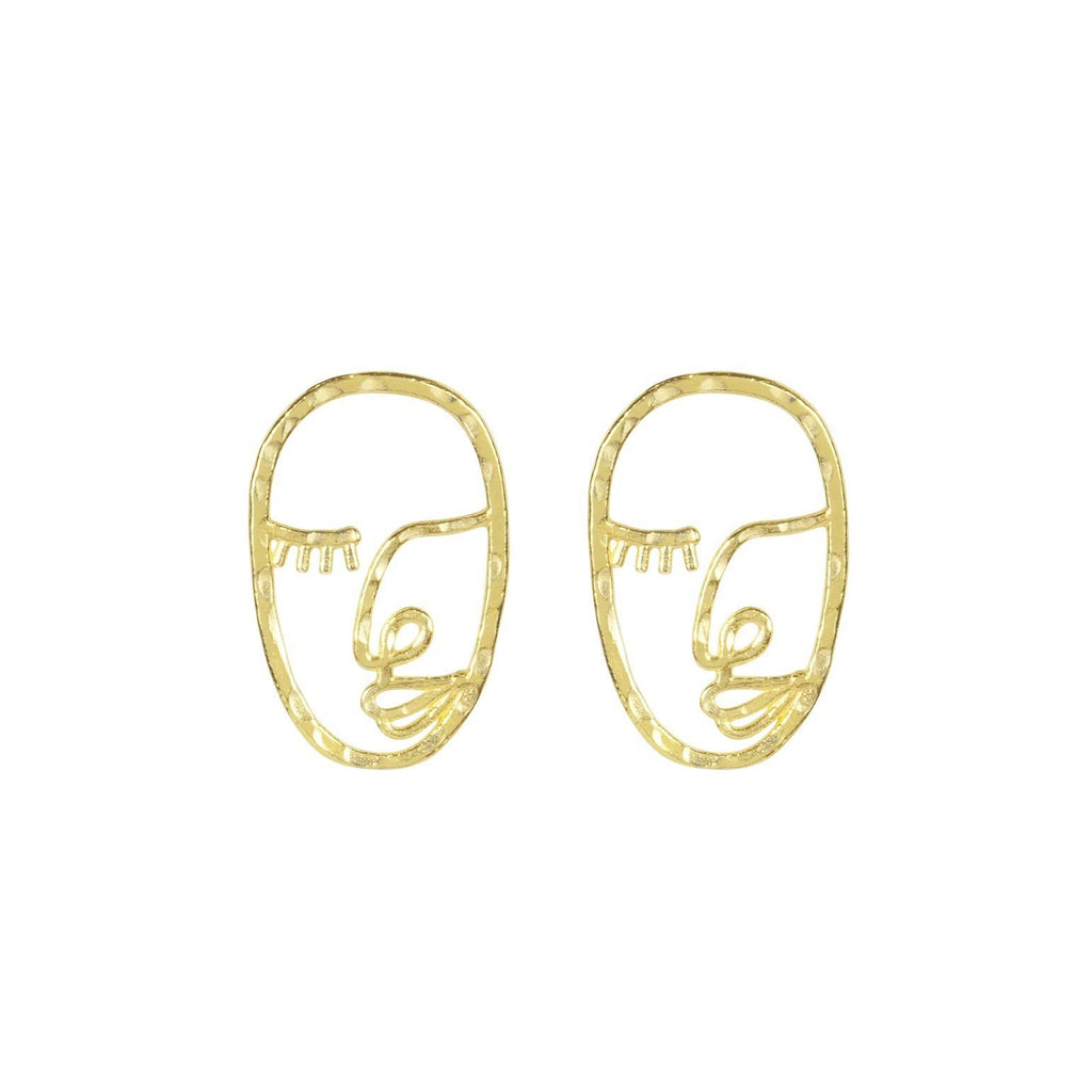 The Artist Face Earring inspired by Matisse and Picasso. Handmade in California by Katie Dean Jewelry.
