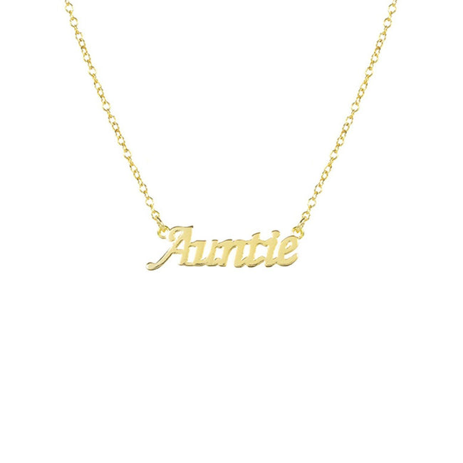 Dainty gold minimal Auntie Necklace, handmade in America by Katie Dean Jewelry