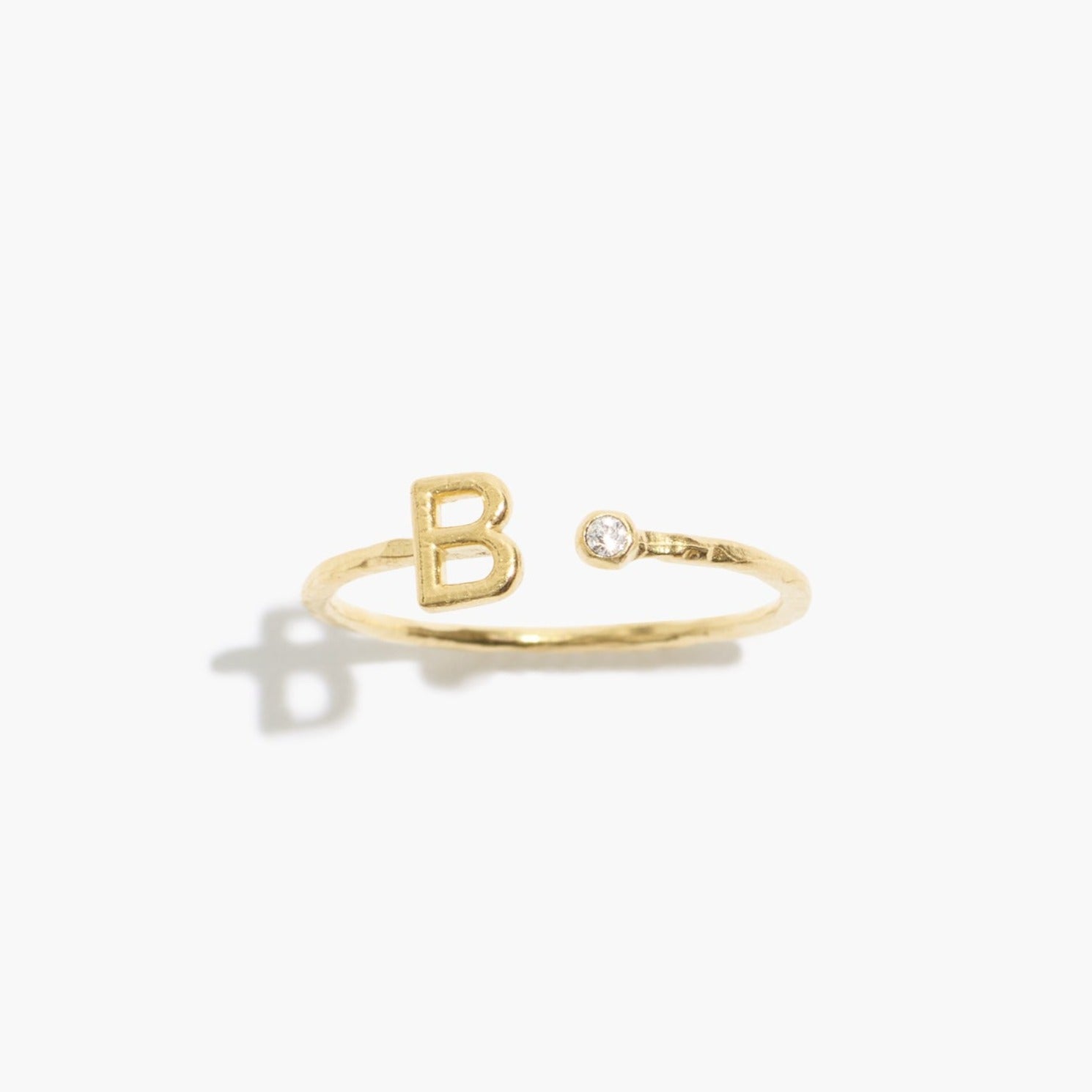 B_Katie_Dean_Initial_Ring_made in America, delicate adjustable stacking ring