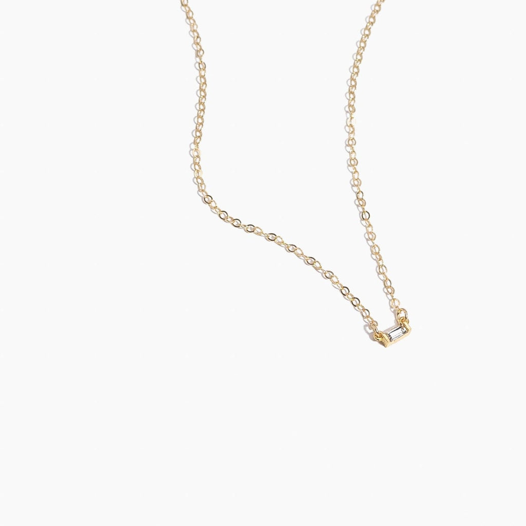 Gold Baguette Necklace by Katie Dean Jewelry, made in America, perfect for the dainty minimal jewelry lovers
