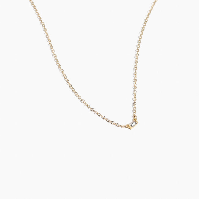 Gold Baguette Necklace by Katie Dean Jewelry, made in America, perfect for the dainty minimal jewelry lovers