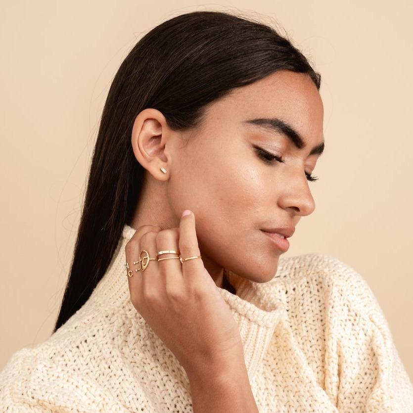 The Baguette Studs, a beautiful, classic pair of earrings that you'll never want to take off. Handmade in America by Katie Dean Jewelry. Nickel free and hypoallergenic.