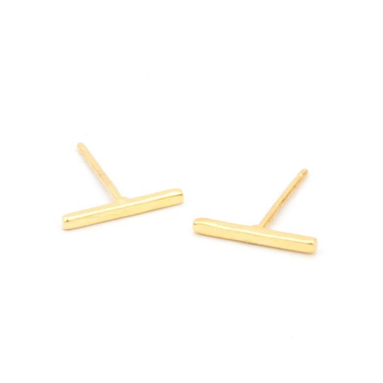 The Bar Studs. Made for the minimalist. Handmade in America by Katie Dean Jewelry. Nickel free and hypoallergenic.