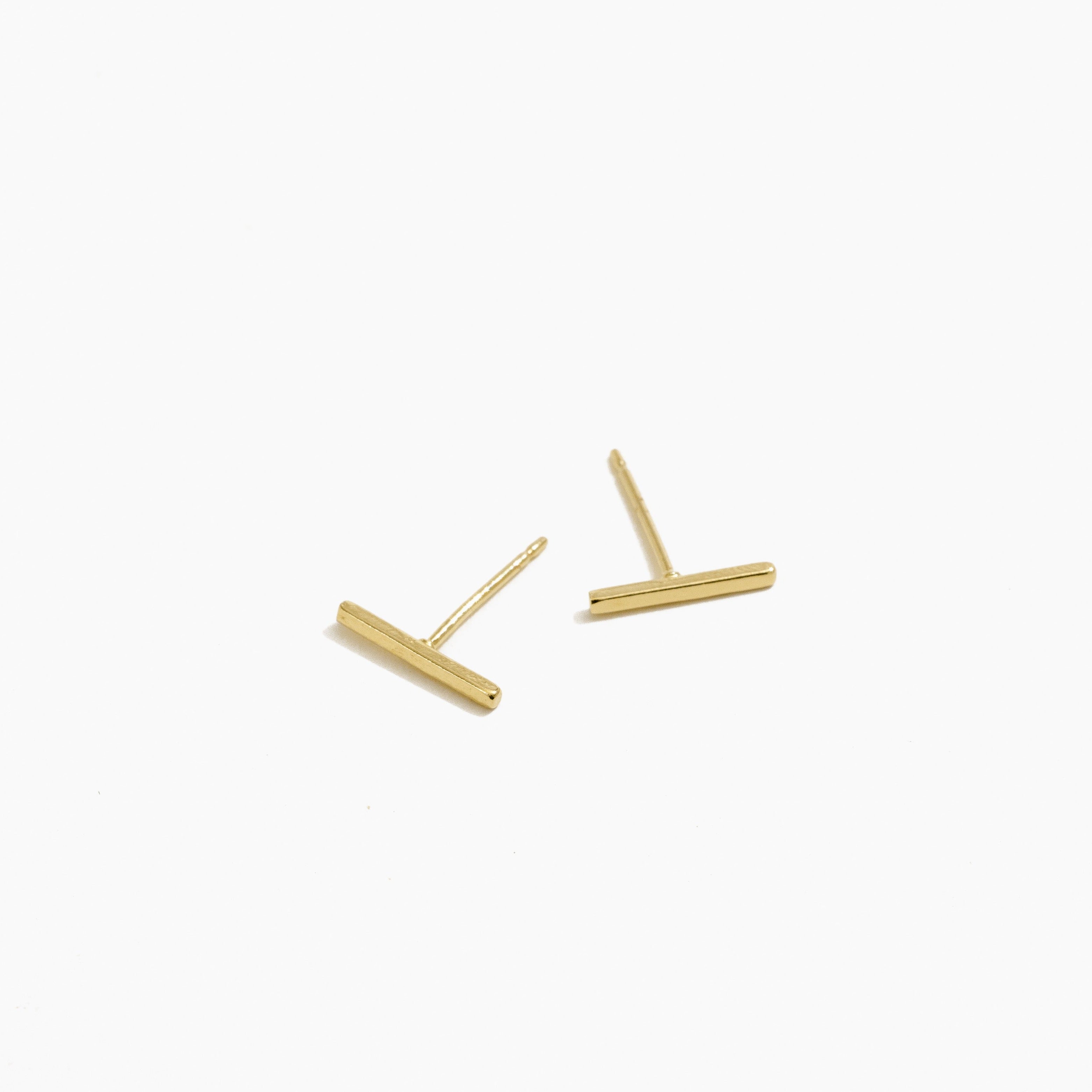 Solid Gold Bar Studs by Katie Dean Jewelry, made in America