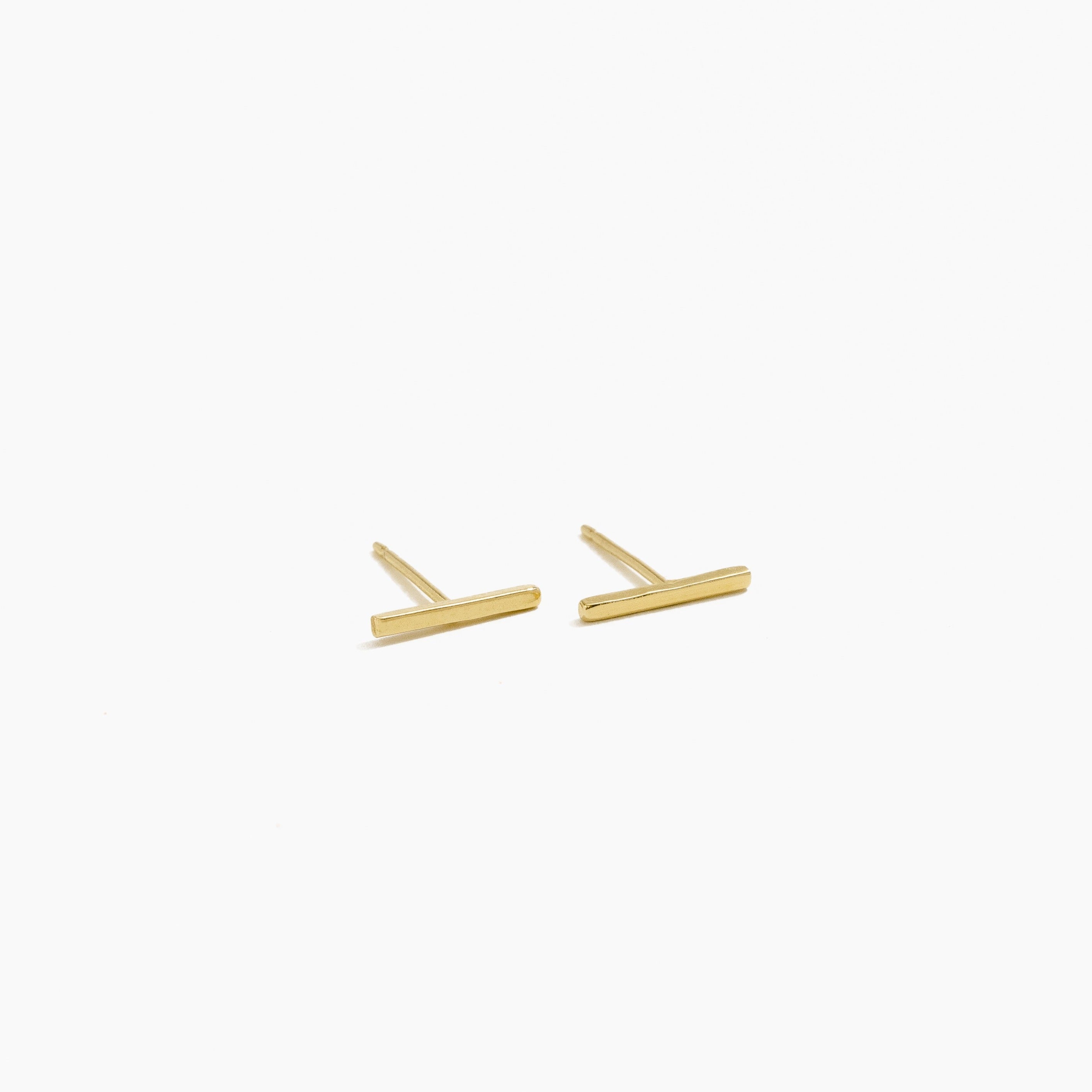 Solid Gold Bar Studs by Katie Dean Jewelry, made in America