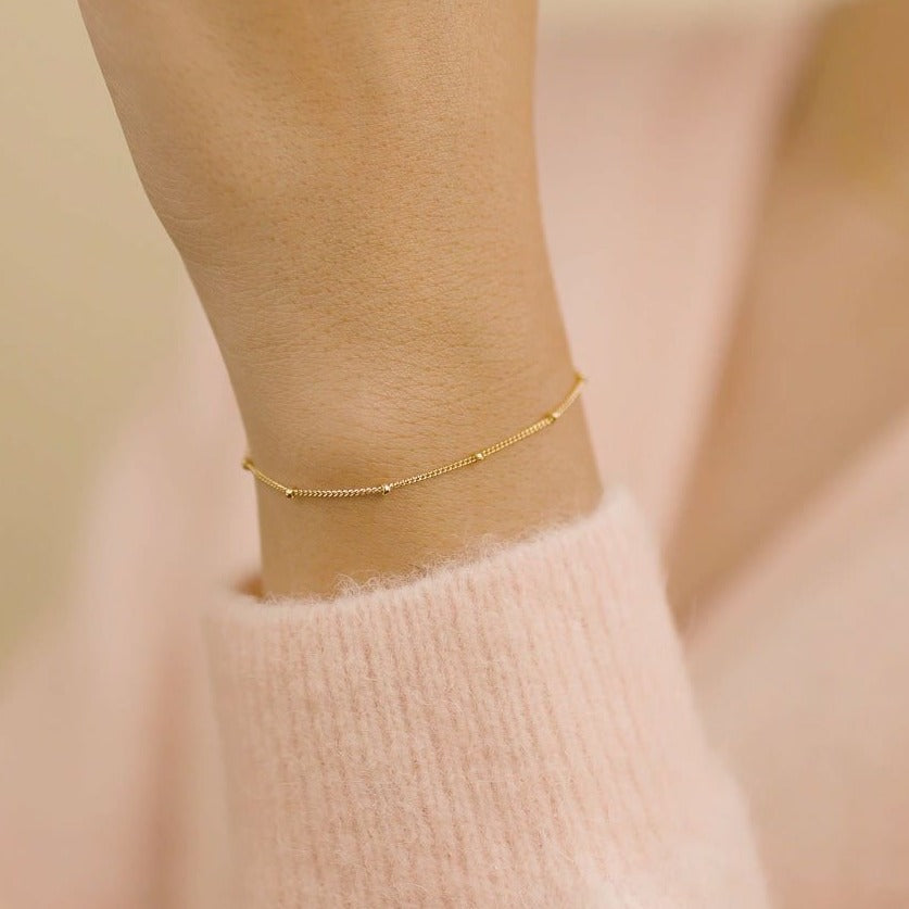 Beaded Bracelet, dainty gold chain bracelet by Katie Dean Jewelry
