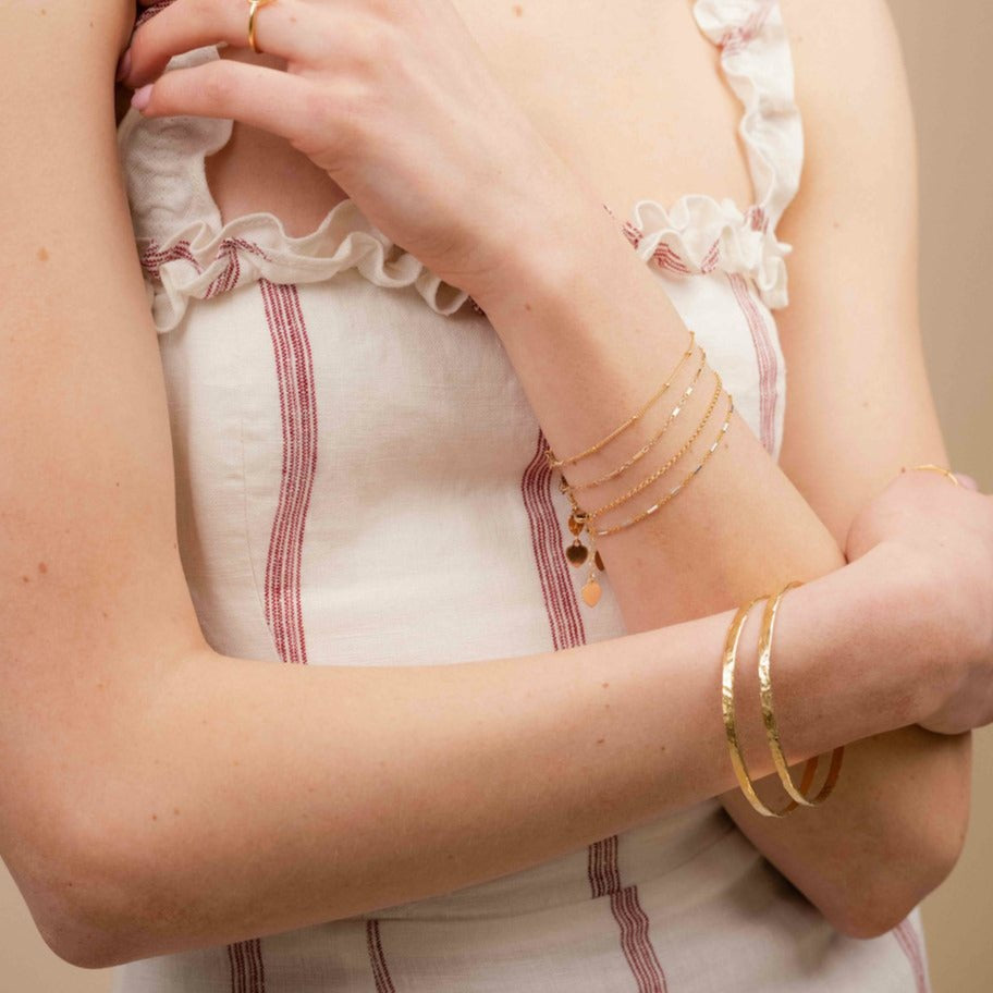 Beaded Bracelet, Linked Bracelet, Gold Rolo Bracelet, Silver & Gold Bracelet, Hammered Gold Bangle, made by Katie Dean Jewelry in America