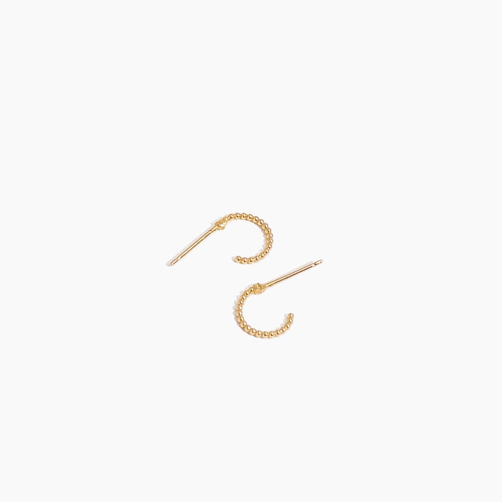 Beaded Hoop Studs, dainty hypoallergenic earrings perfect for the minimalist and made in America by Katie Dean Jewelry