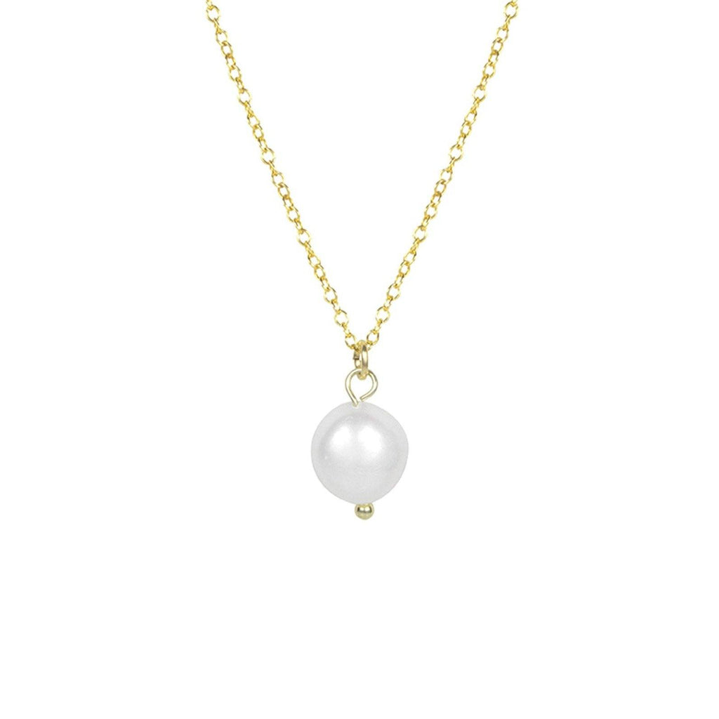 Dainty gold long Pearl Pendant Necklace, Pearl collection, handmade in America by Katie Dean Jewelry