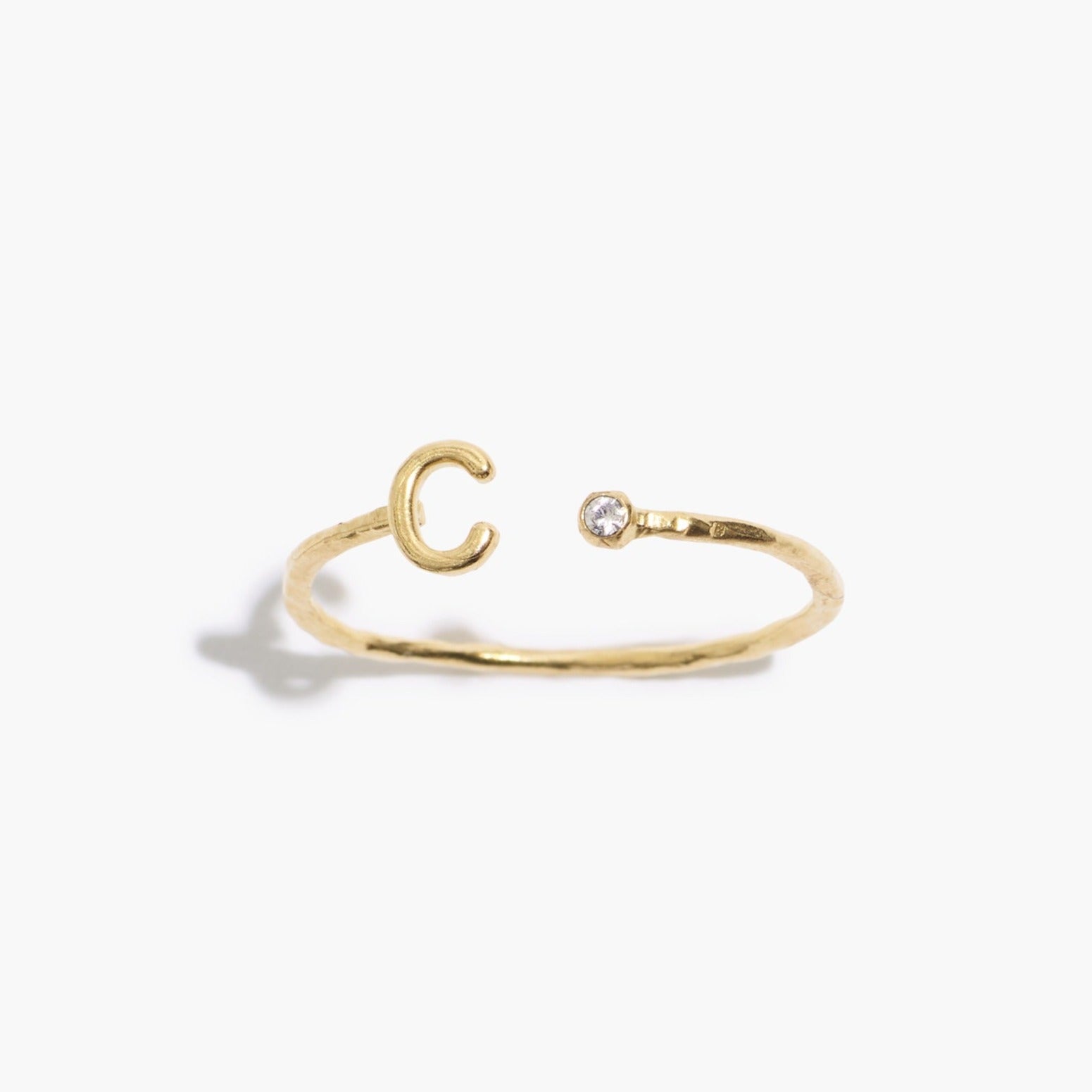 C_Katie_Dean_Initial_Ring_made in America, delicate adjustable stacking ring