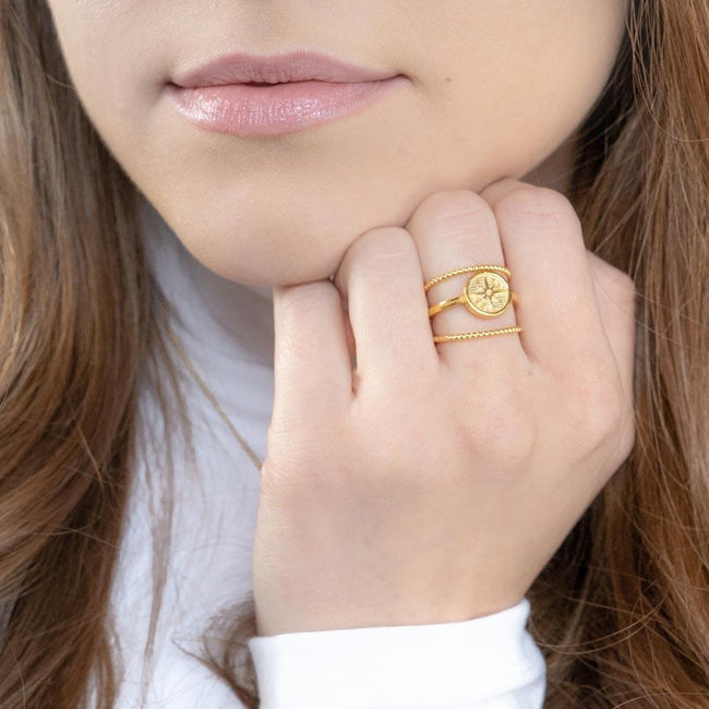 The Celestial Ring Stack. Bringing the star power to your everyday. Handmade in California by Katie Dean Jewelry.