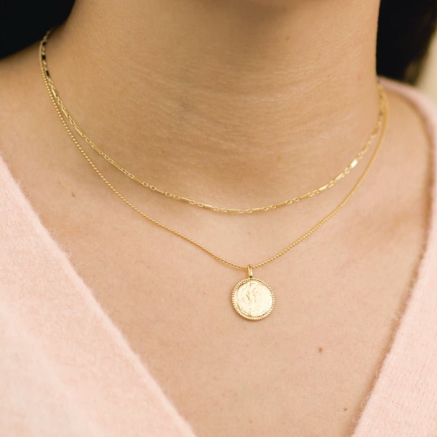 The Classic Necklace Set includes the Beaded Coin Necklace and perfectly layers with the Linked Chain Necklace. Handmade in California by Katie Dean Jewelry.