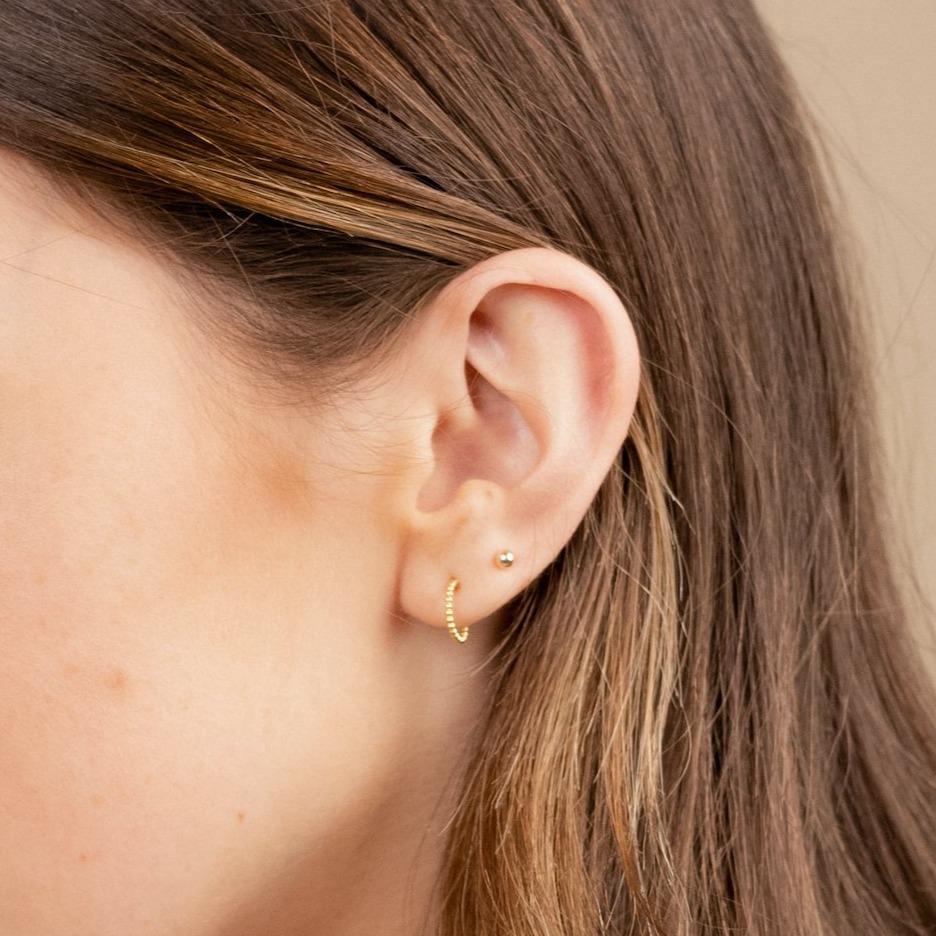 The Beaded Hoop Studs and Beaded Studs are a beautiful, classic set of earrings that you'll never want to take off. Handmade in America by Katie Dean Jewelry. Nickel free and hypoallergenic.